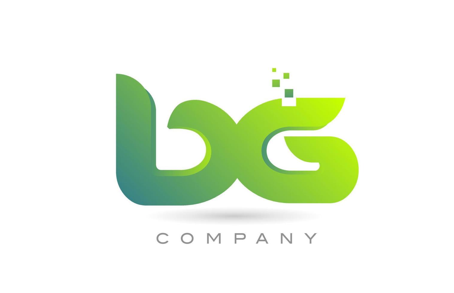 joined BG alphabet letter logo icon combination design with dots and green color. Creative template for company and business vector