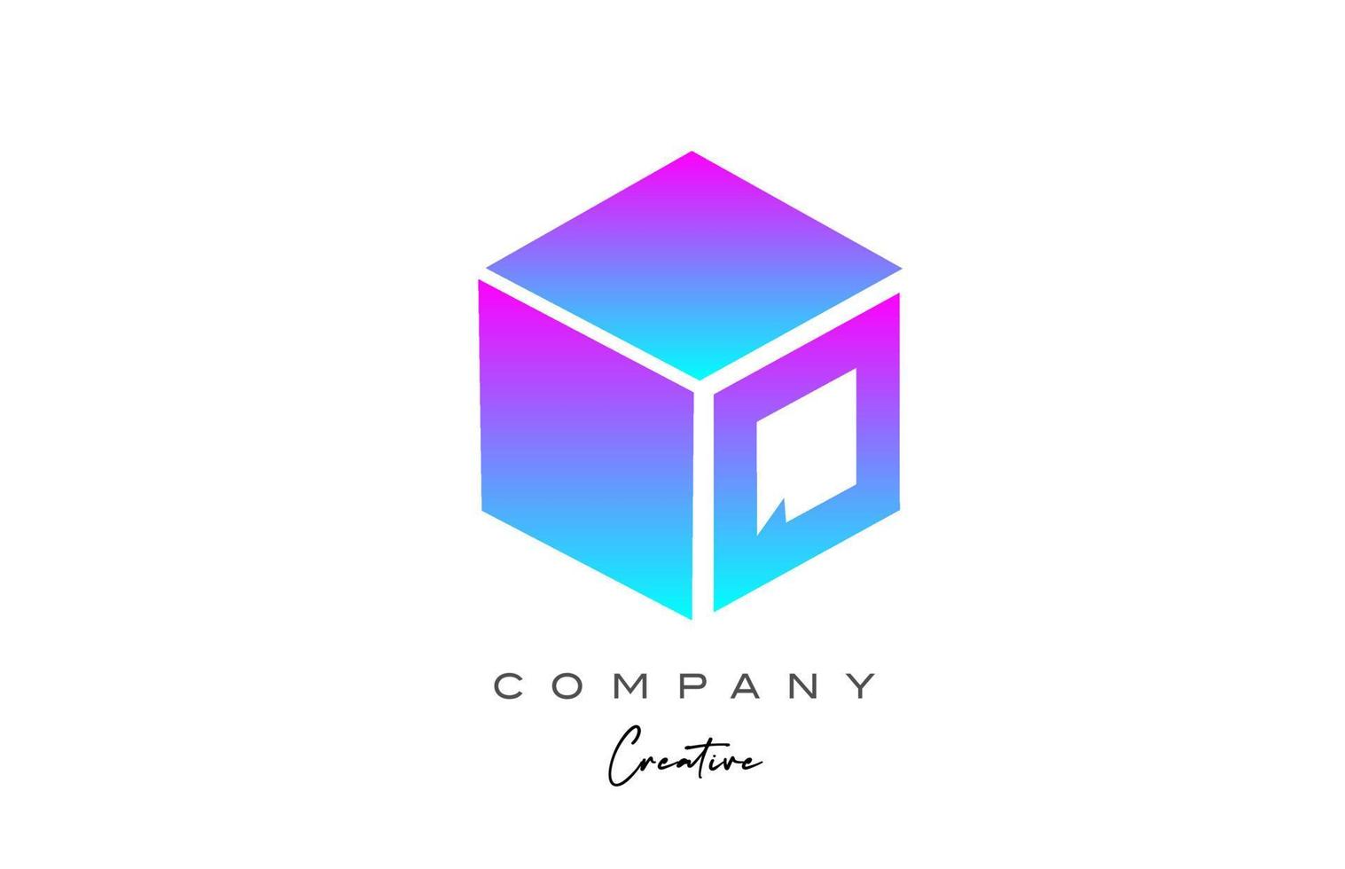 rosa azul cubo q letra alfabeto letra logo icono diseño. plantilla de diseño creativo para negocios vector