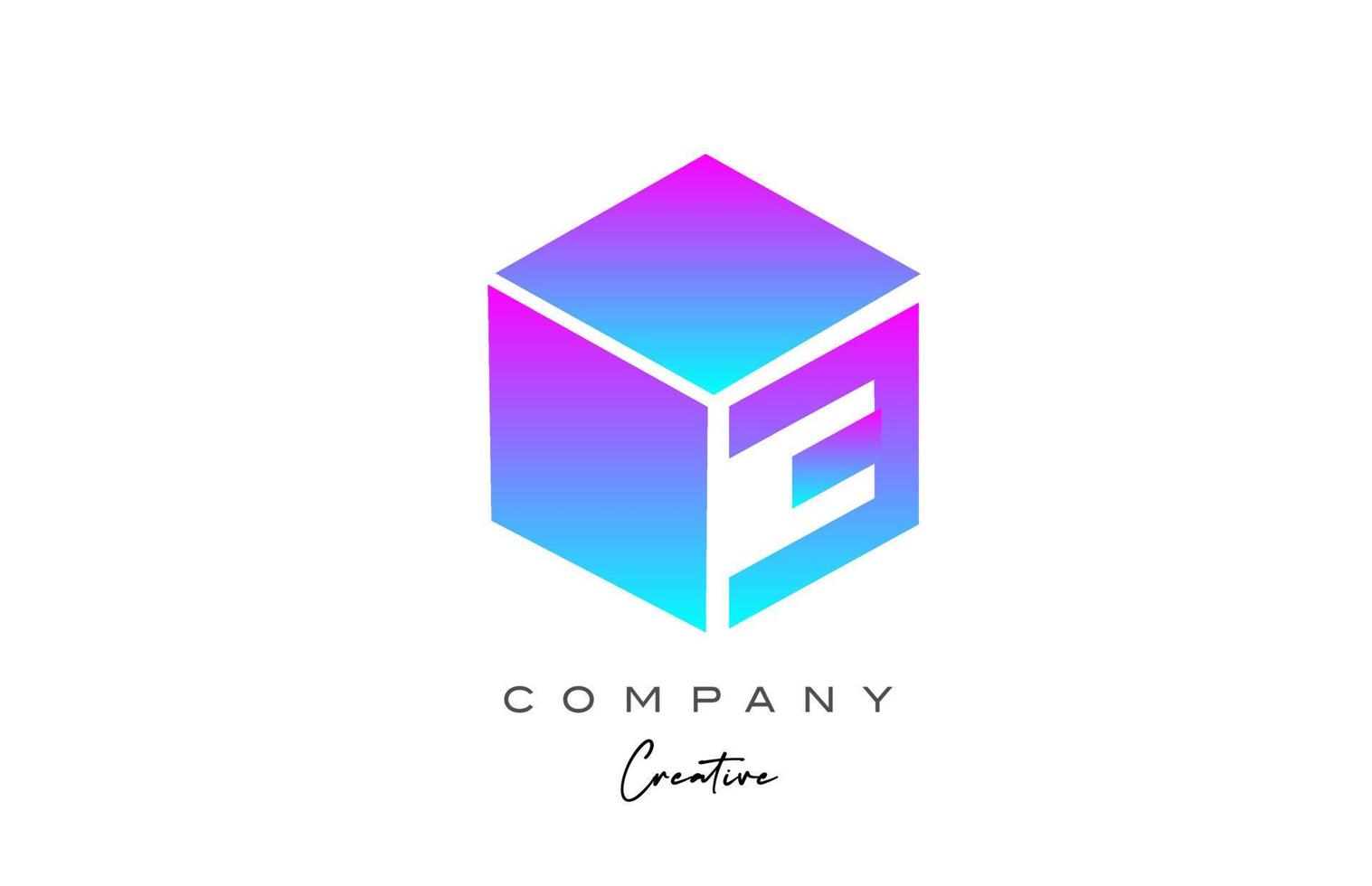 pink blue cube E letter alphabet letter logo icon design. Creative design template for business vector