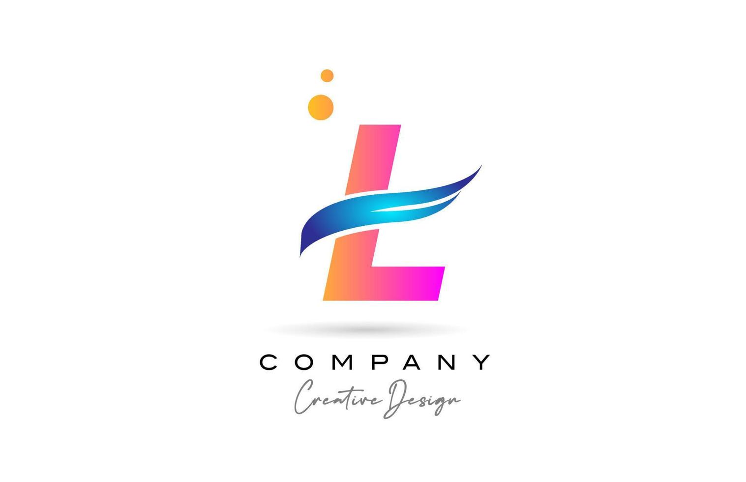 pink bubbles L alphabet letter logo icon with blue swoosh. Creative template for company and business vector