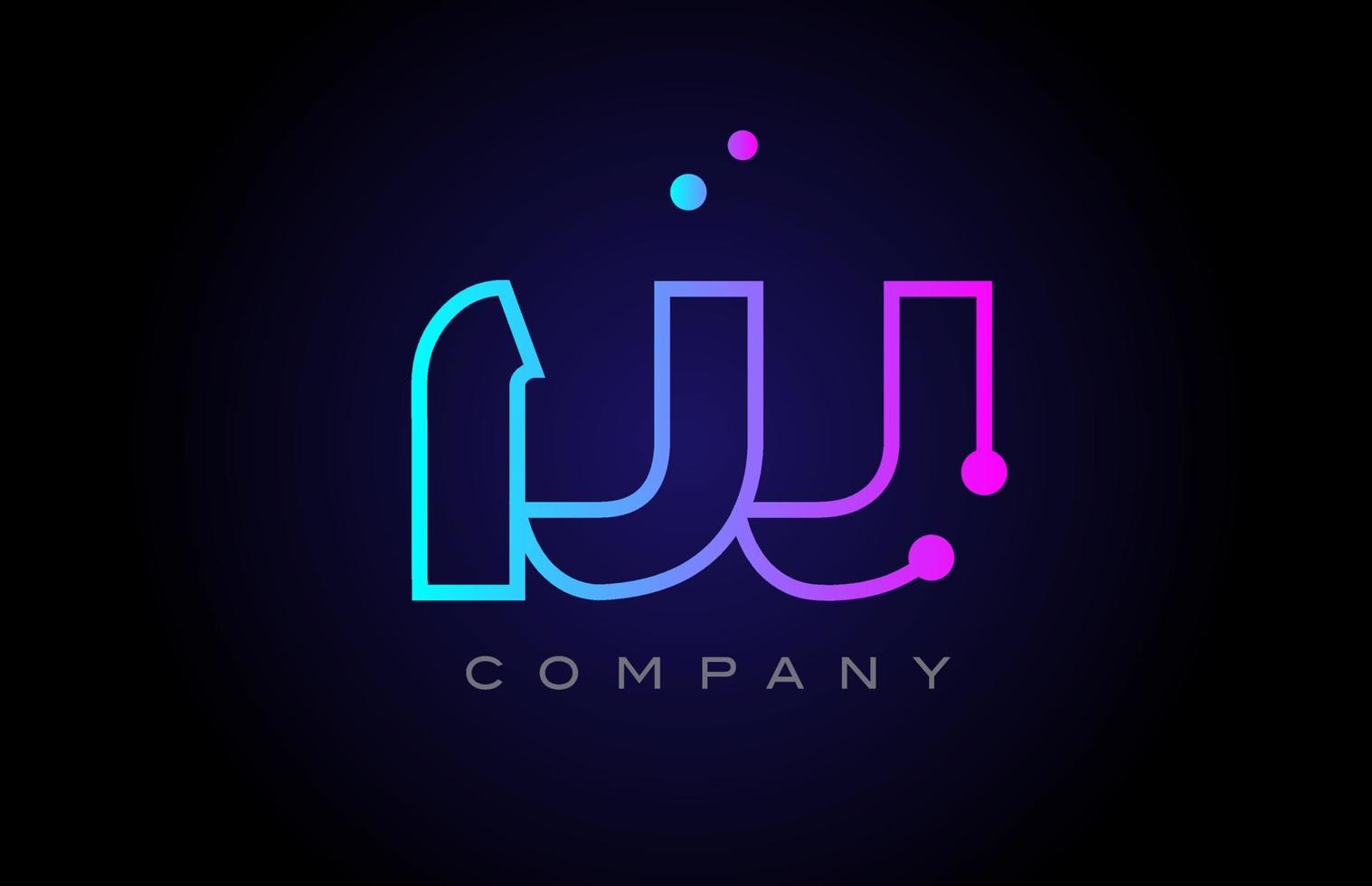 pink blue W dot line alphabet letter logo icon design. Creative template for business and company vector