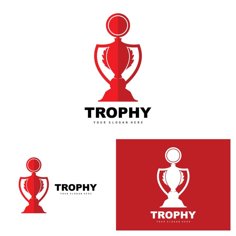 Championship Trophy Logo, Champion Award Winner Trophy Design, Vector Icon Template