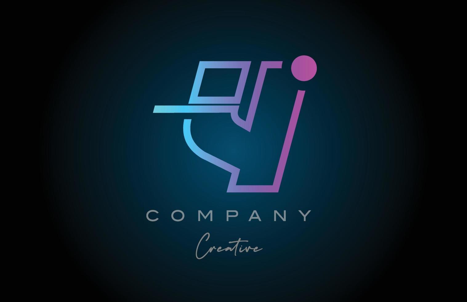 pink and blue Y alphabet letter logo icon design with dot. Creative template for business and company vector