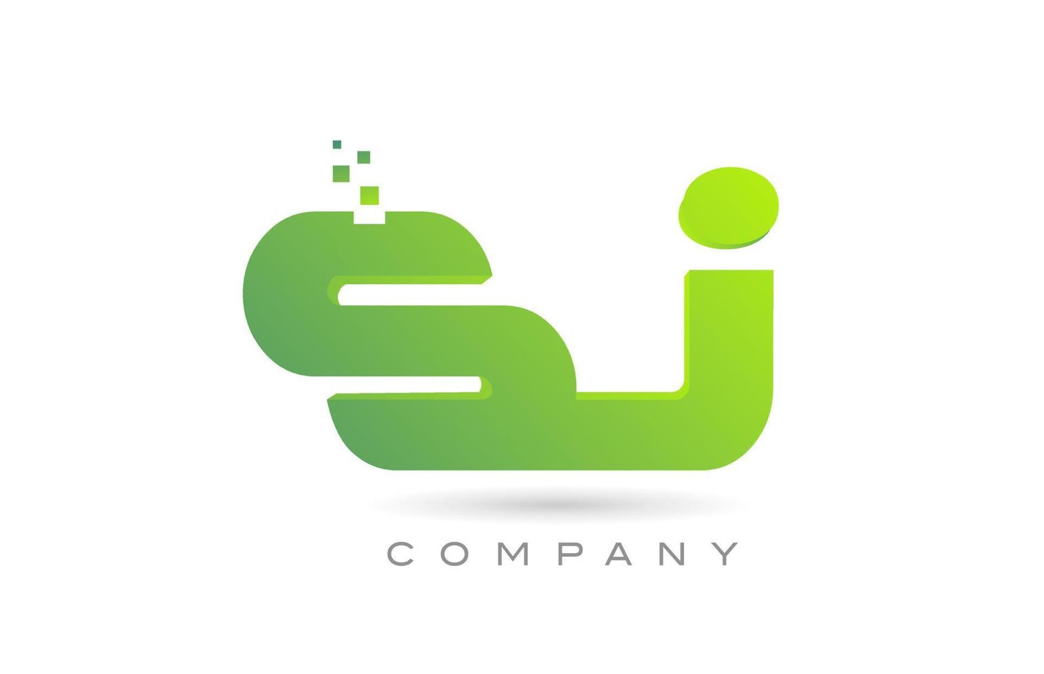 joined SJ alphabet letter logo icon combination design with dots and green color. Creative template for company and business vector