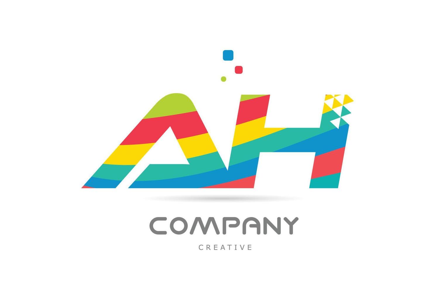 AH combination colorful alphabet letter logo icon design. Colored creative template design for company or business vector