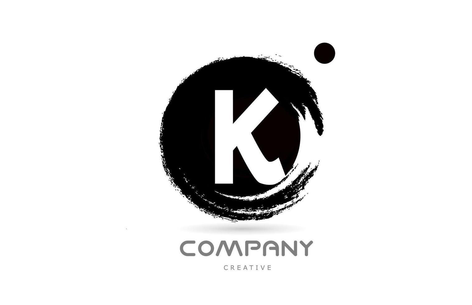 K black and white grunge alphabet letter logo icon design with japanese style lettering. Creative template for company and business vector