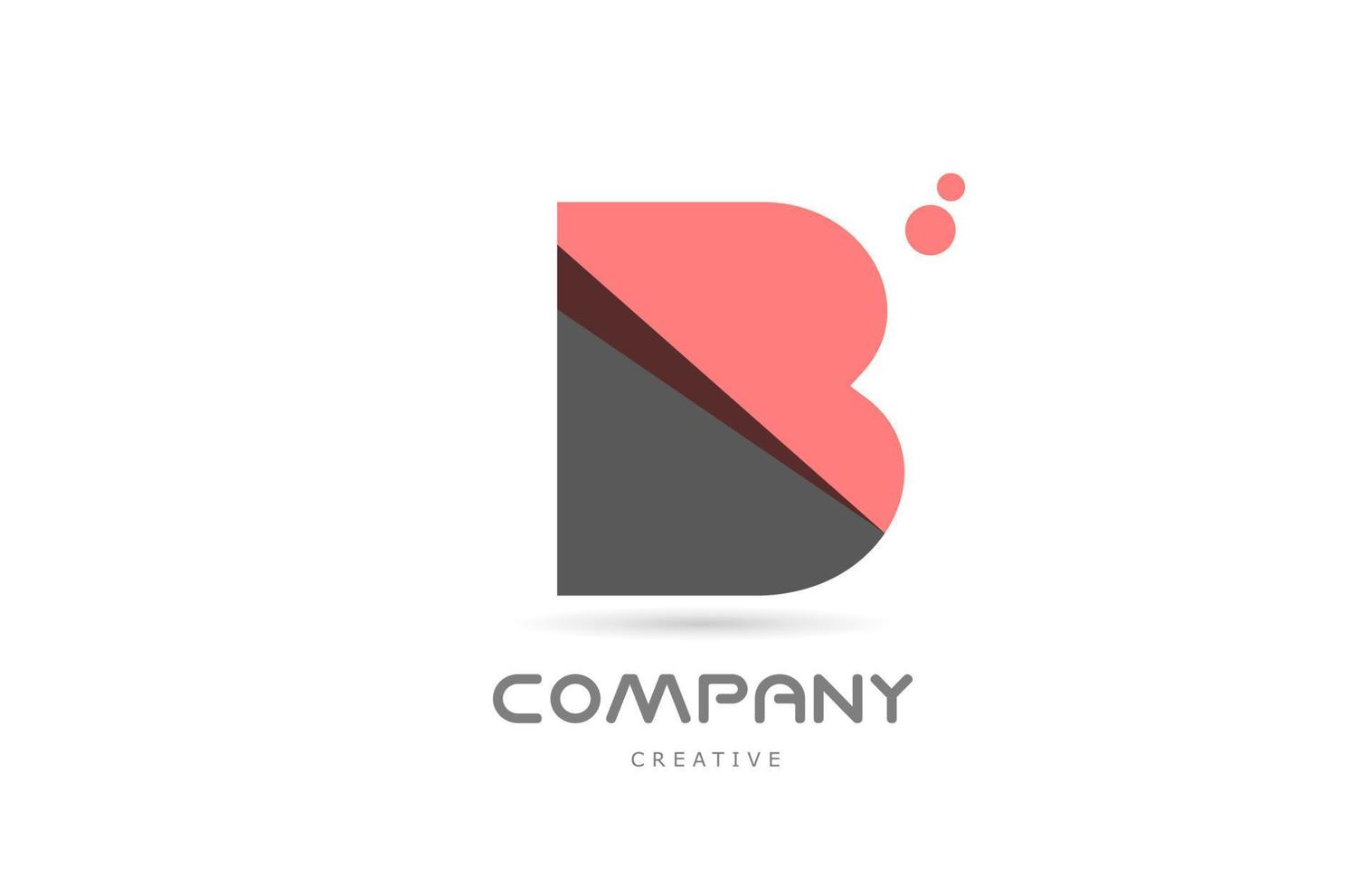 B pink dots geometric alphabet letter logo icon. Creative template for business and company vector