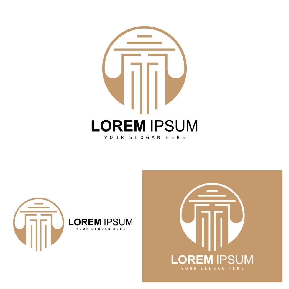 logotipo de pilar, diseño de ley, vector de pilar de construcción de edificios, icono de ilustración de marca de producto