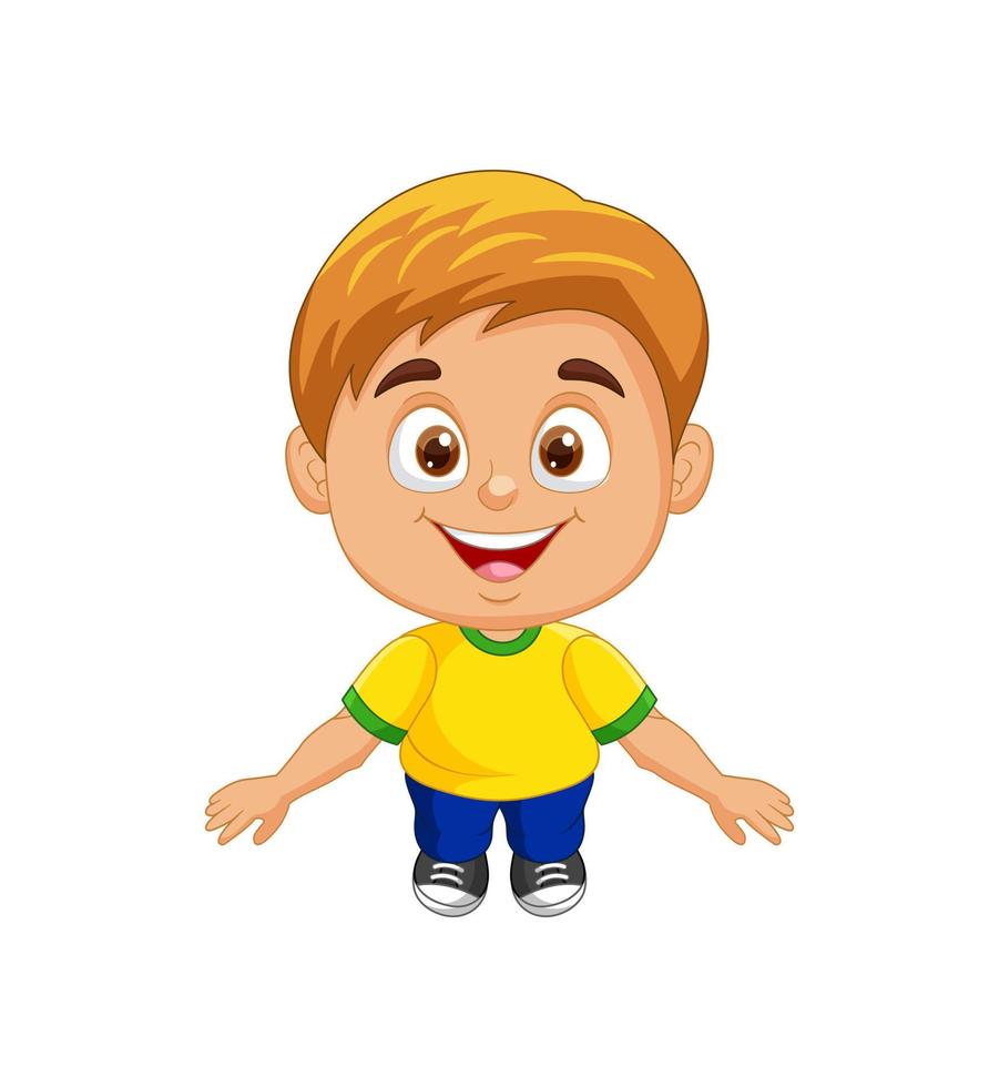 Vector cartoon funny little boy posing