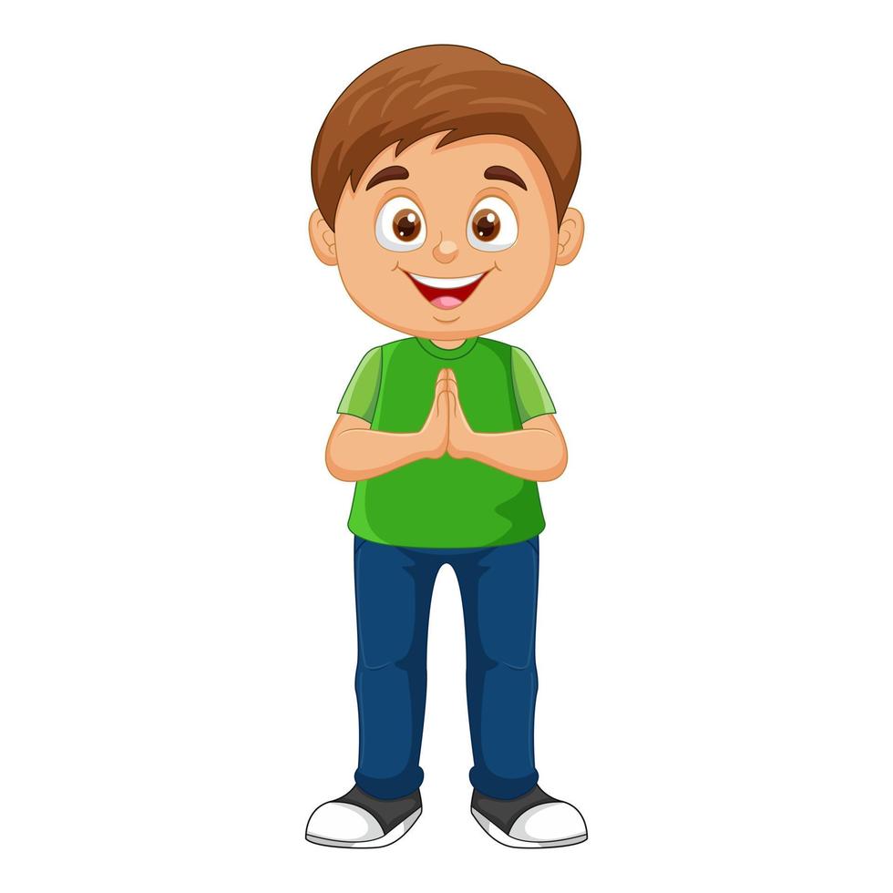 Vector cartoon little boy standing in pose