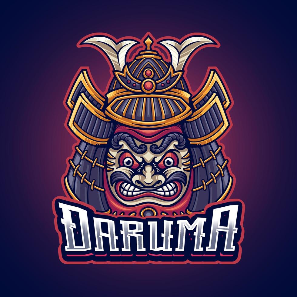 Daruma Japanese with samurai helmet illustration vector
