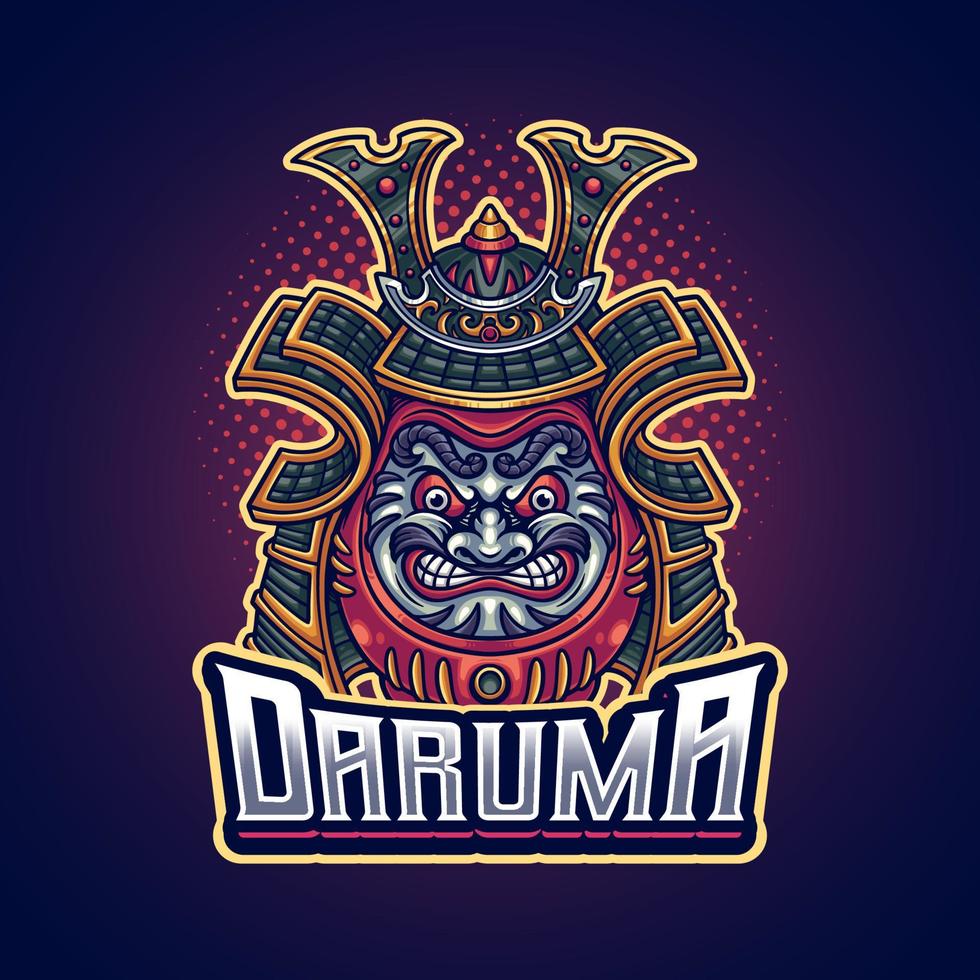 daruma japonés con ilustración de casco samurai vector