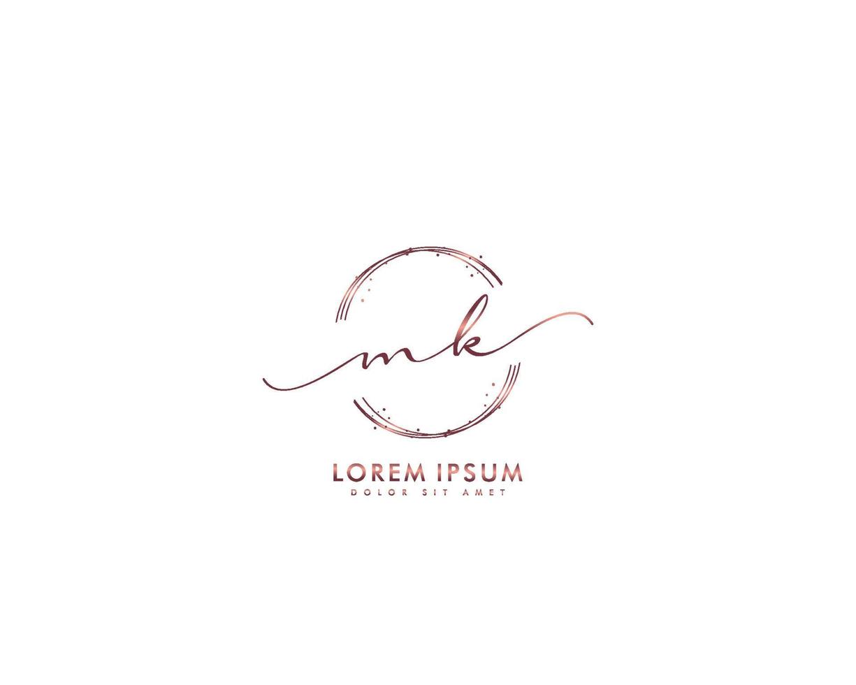 Initial MK Feminine logo beauty monogram and elegant logo design, handwriting logo of initial signature, wedding, fashion, floral and botanical with creative template vector