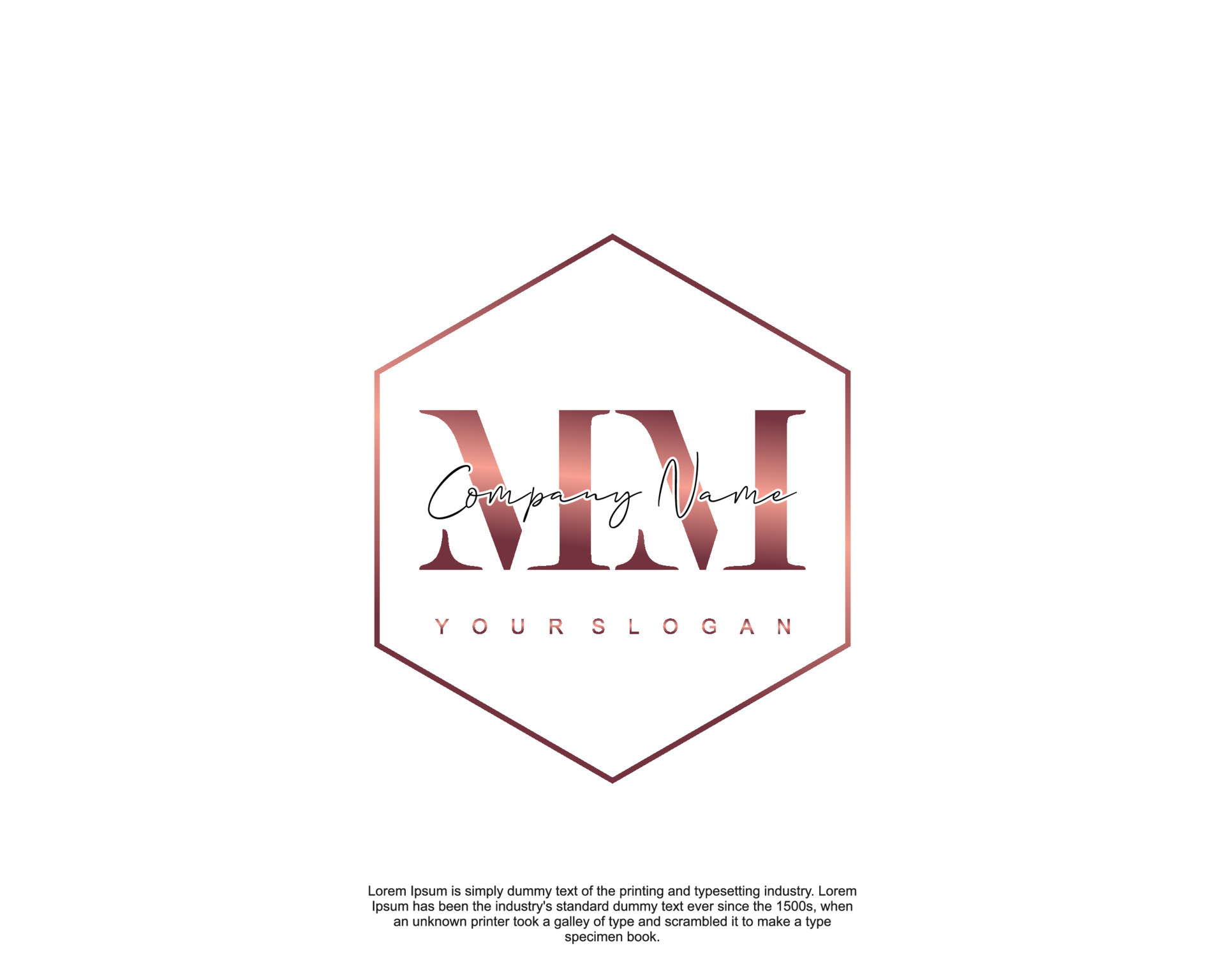 Initial MM beauty monogram and elegant logo design Stock Vector