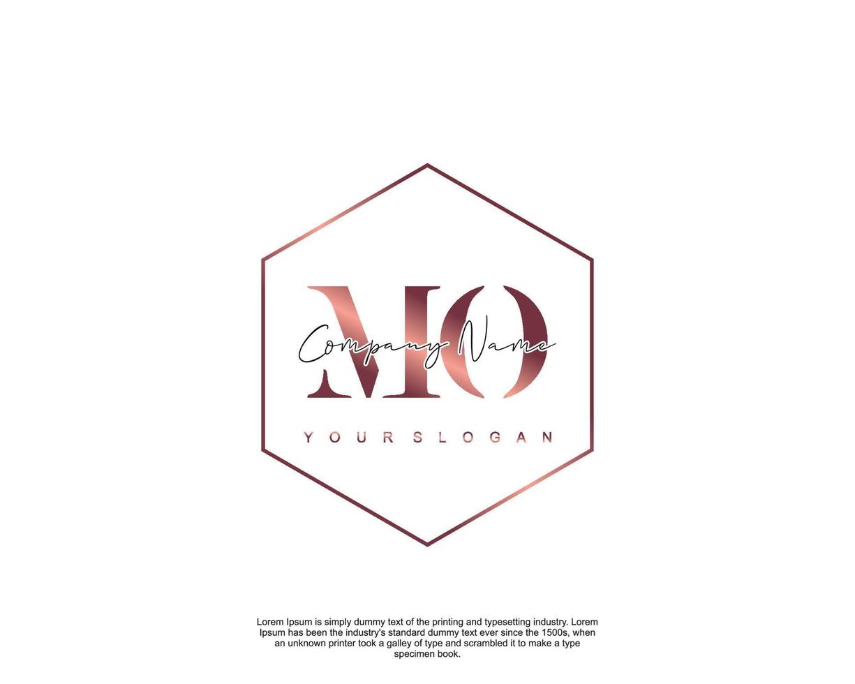 Initial MO Feminine logo beauty monogram and elegant logo design, handwriting logo of initial signature, wedding, fashion, floral and botanical with creative template vector