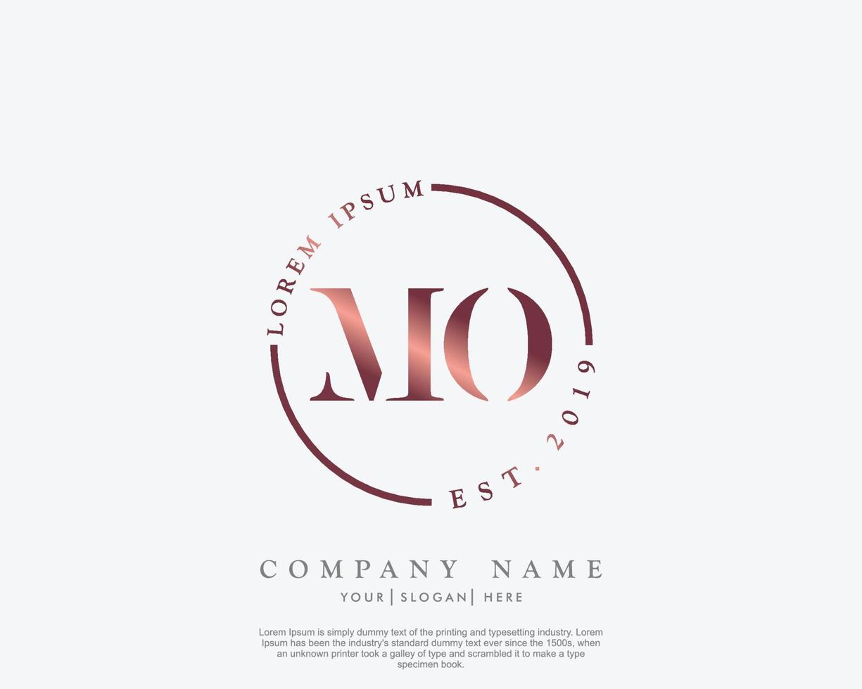 Initial MO Feminine logo beauty monogram and elegant logo design, handwriting logo of initial signature, wedding, fashion, floral and botanical with creative template vector