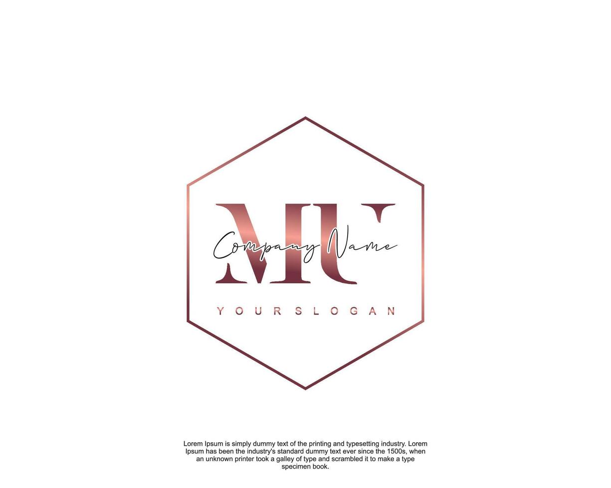 Initial MU Feminine logo beauty monogram and elegant logo design, handwriting logo of initial signature, wedding, fashion, floral and botanical with creative template vector