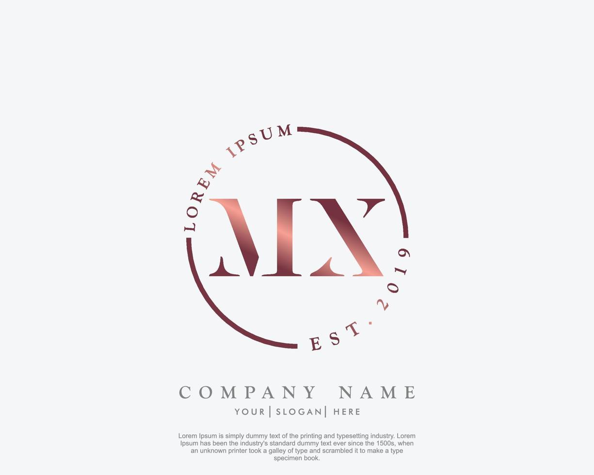 Initial MX Feminine logo beauty monogram and elegant logo design, handwriting logo of initial signature, wedding, fashion, floral and botanical with creative template vector