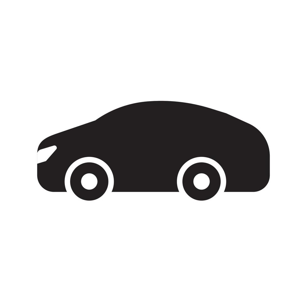 vector de icono de coche plano simple blanco y negro