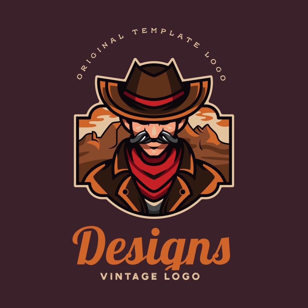 logo badge design cowboy, logo inspiration vector. vector