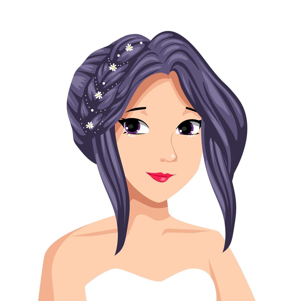 ilustración de personaje de novia bonita plana vector