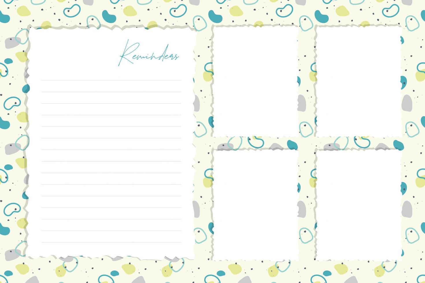 Empty reminder template for notes and to-do list, burget planner, on abstract pattern background. vector