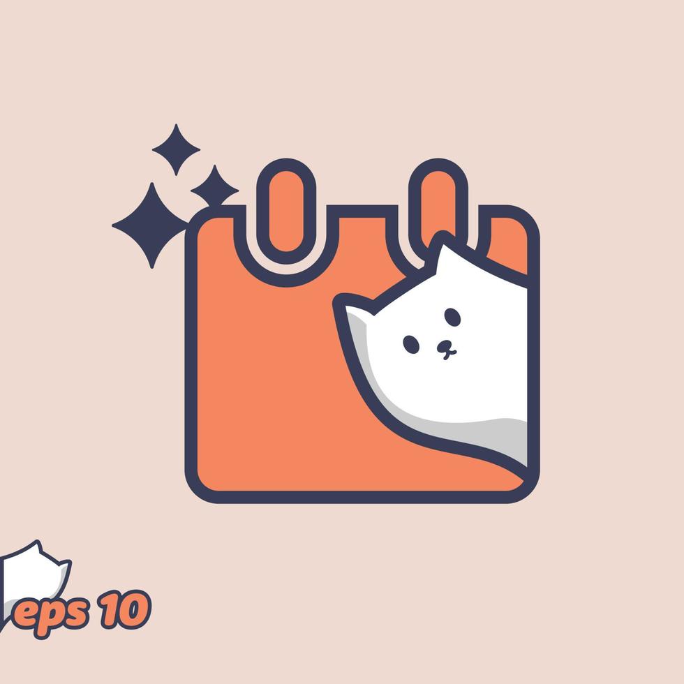 Peeking Cat Schedule Icon vector