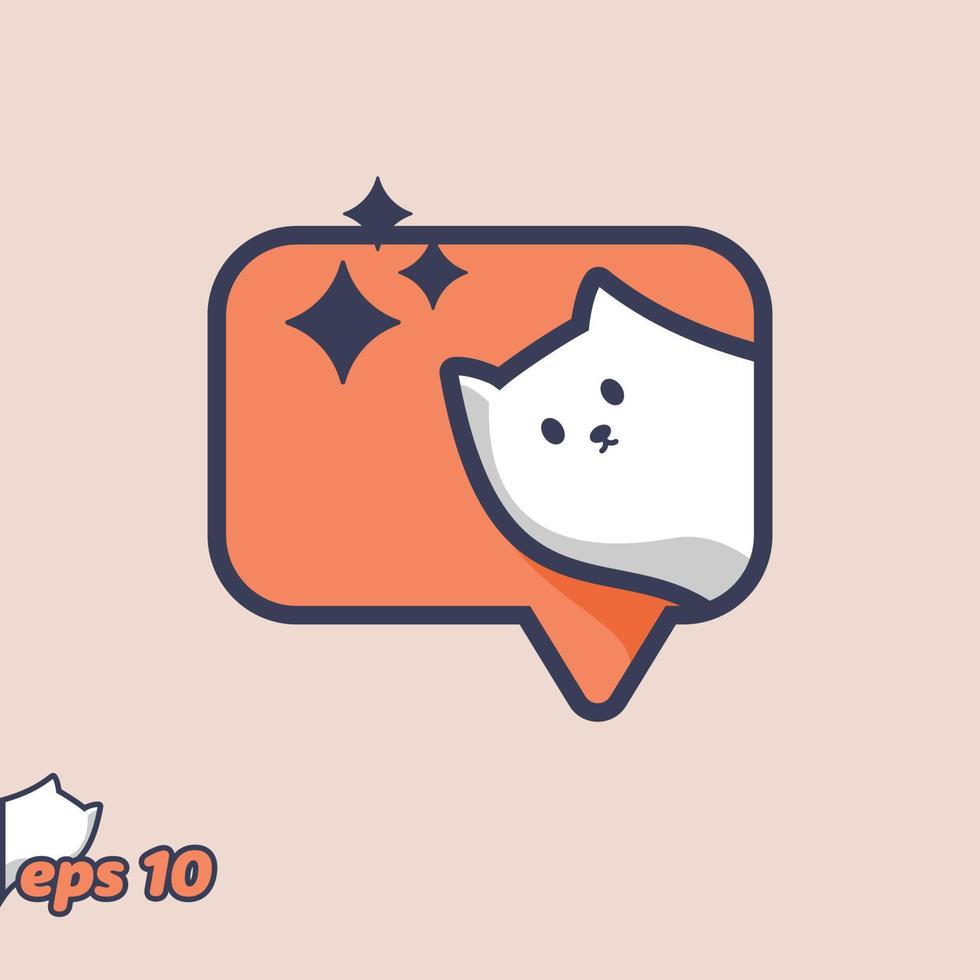 Peeking Cat Chatting Icon vector