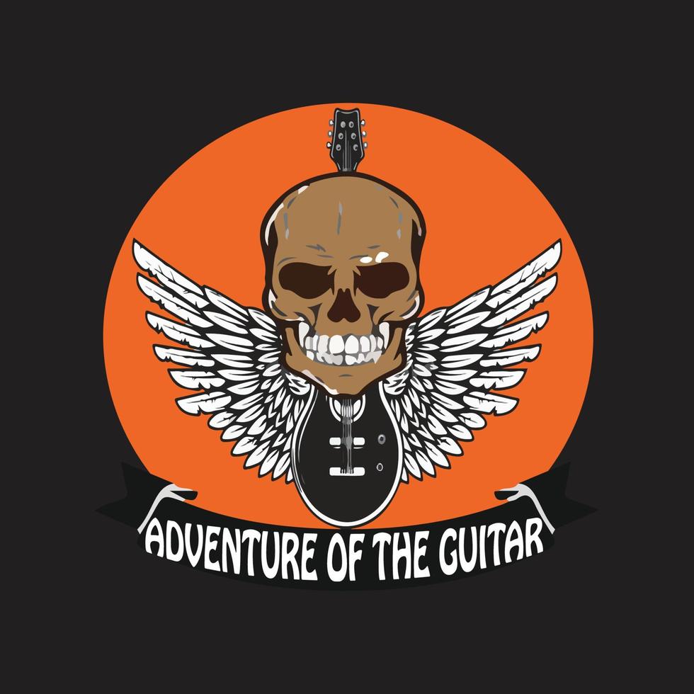 New T-shirt Adventure Of The Guitar Print vector