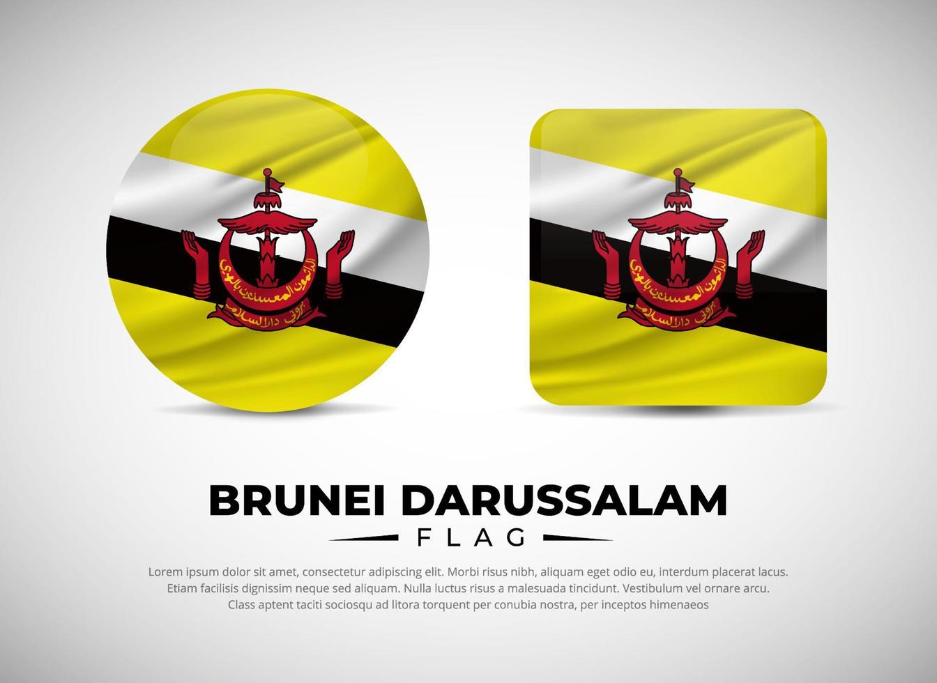 Collection of Brunei Darussalam flag emblem icon. Brunei Darussalam flag symbol icon vector