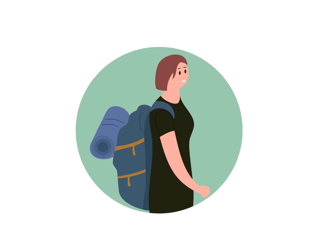 flat design woman hiker vector illustration