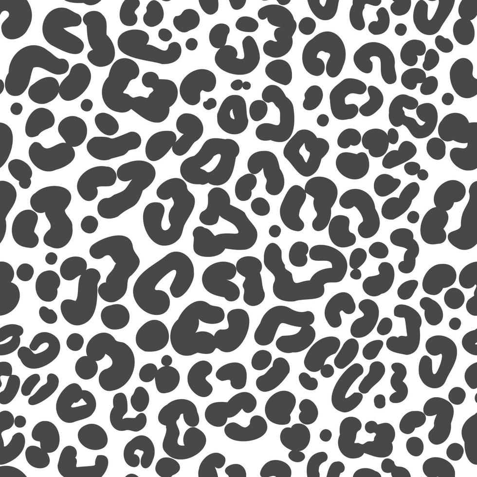 Leopard skin seamless pattern. Cheetah black and white print. Jaguar monochrome abstract ornament. Vector design.