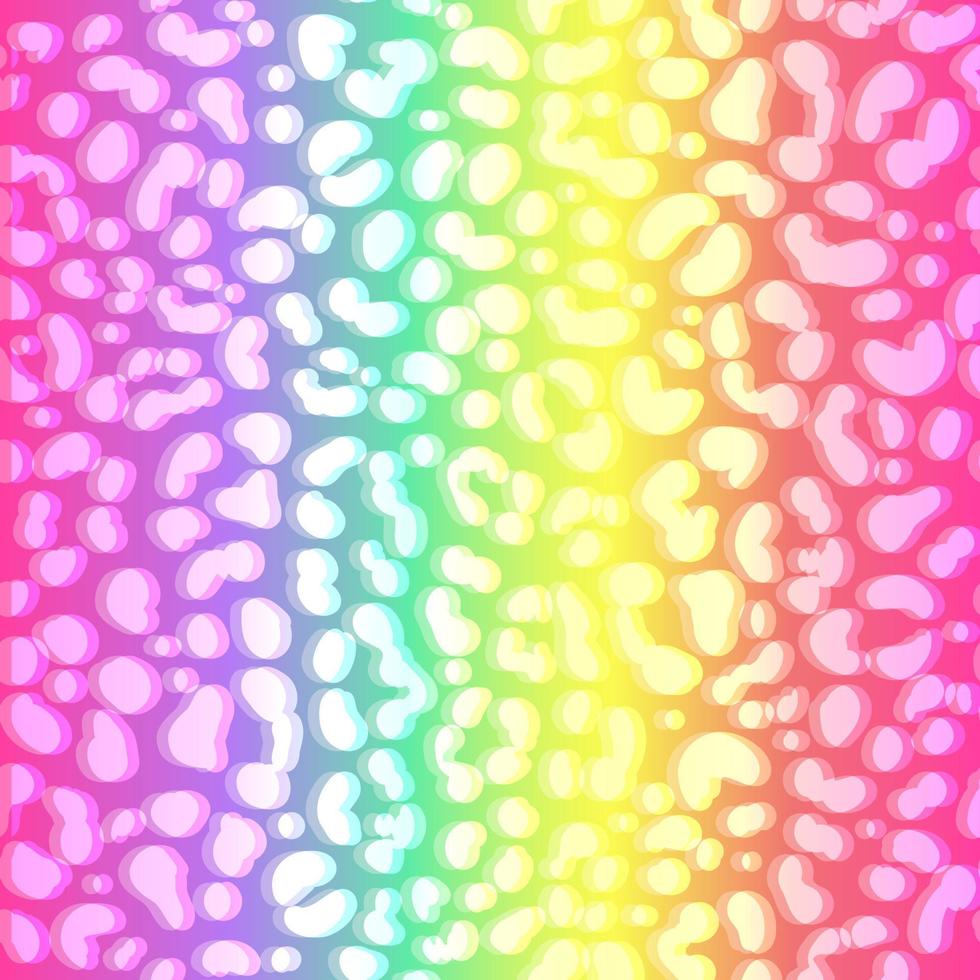 Rainbow cheetah seamless pattern. Leopard neon print. Vector animal spotted skin background