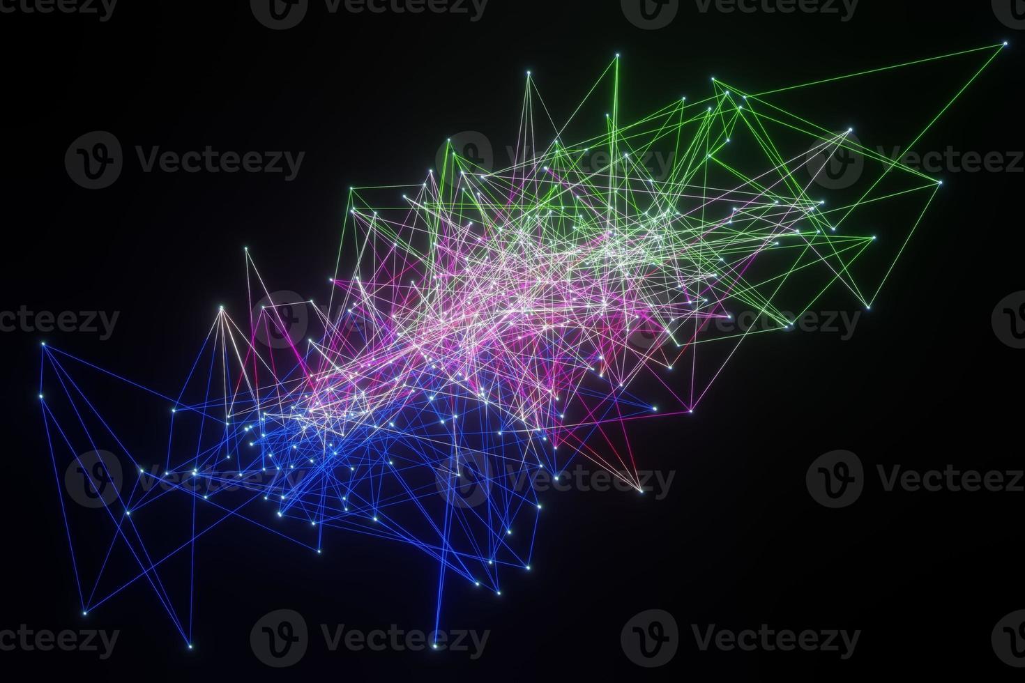 Abstract Digital technology Network glowing dots and lines background 3D rendering photo