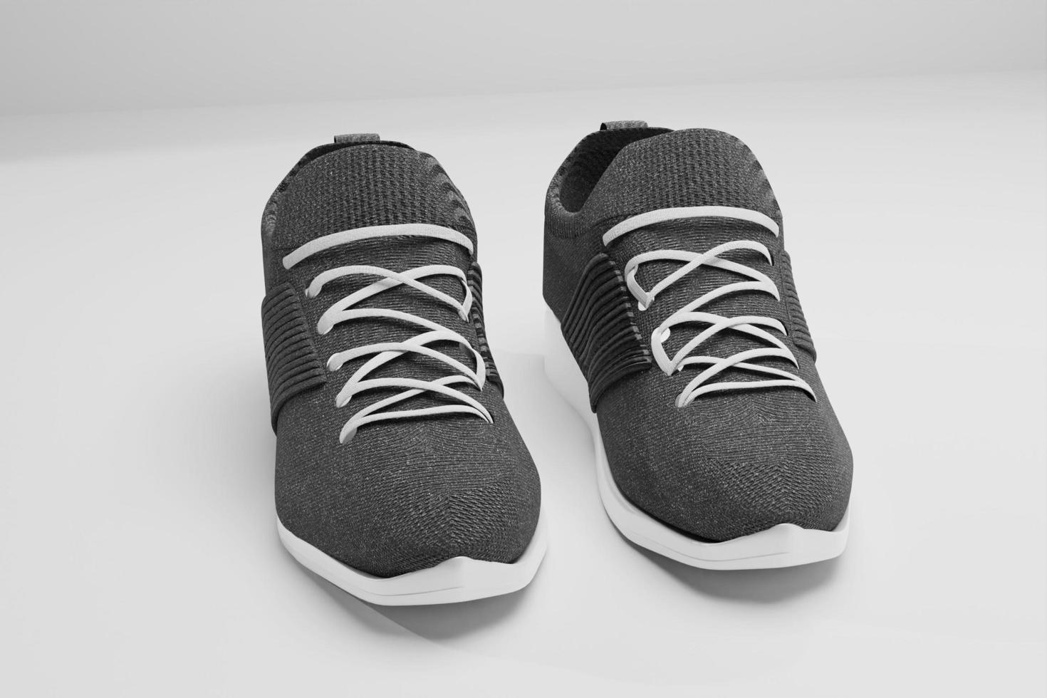 3d render zapatillas aisladas sobre fondo blanco vista de fuente foto