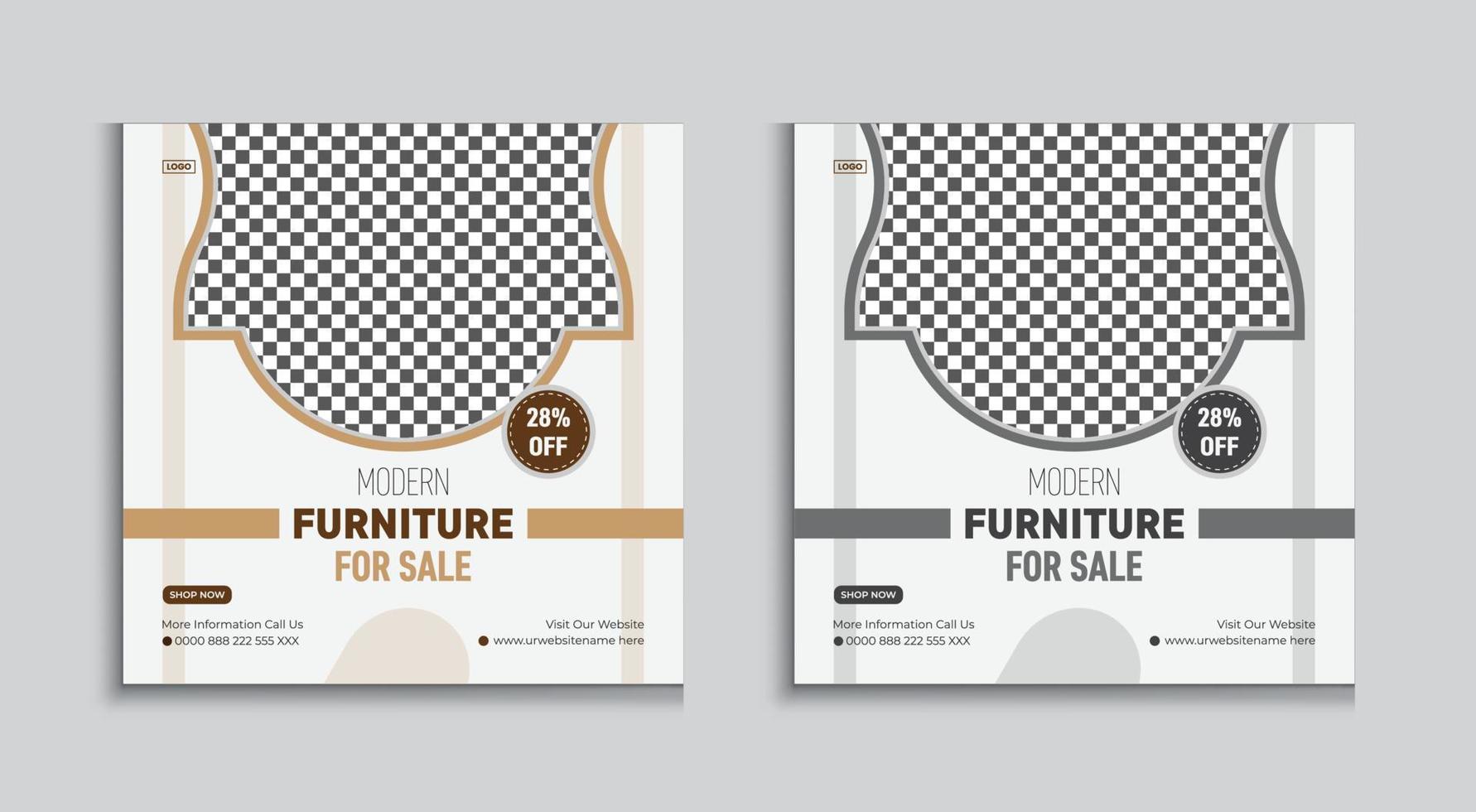 Furniture Social Media Post Template Design vector