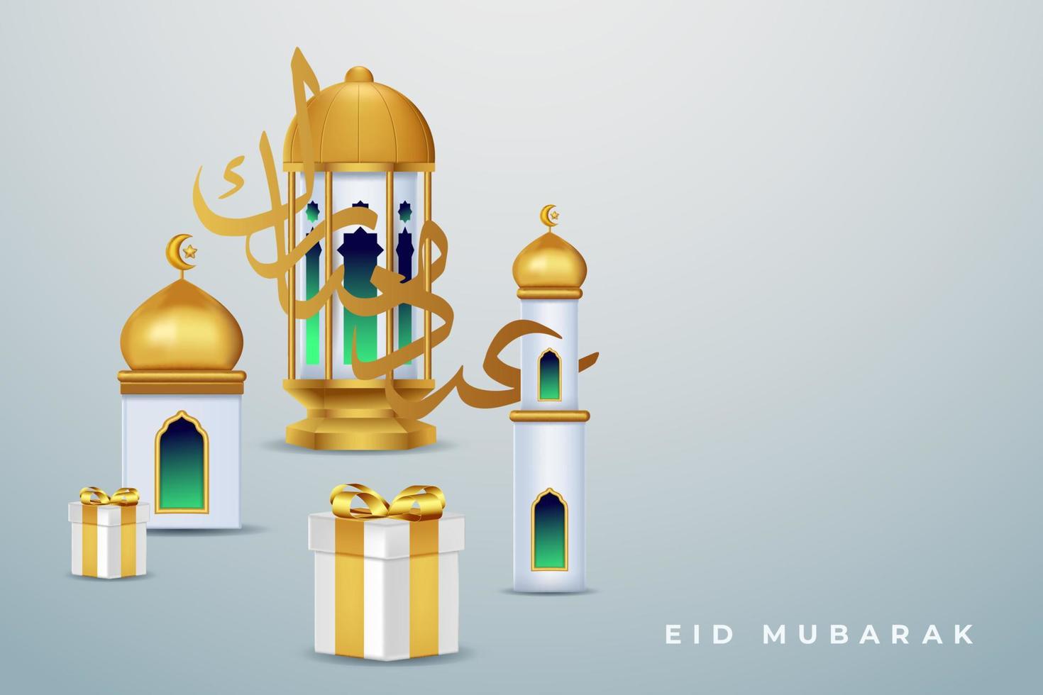 Fondo de tarjeta de felicitación eid mubarak con ilustración de vector de ornamento islámico