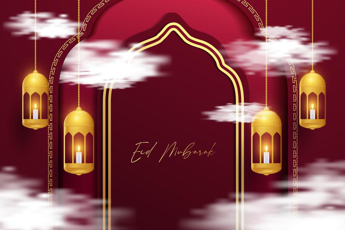 Eid mubarak greeting card background with islamic ornament vector illustration