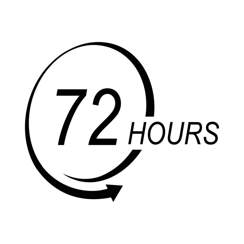 signo de 72 horas de flecha de reloj logo vector