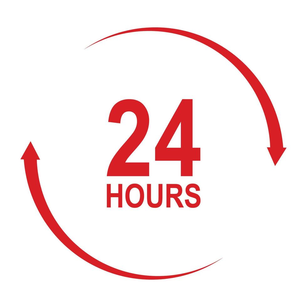 sign of 24 clock arrow hours logo vector