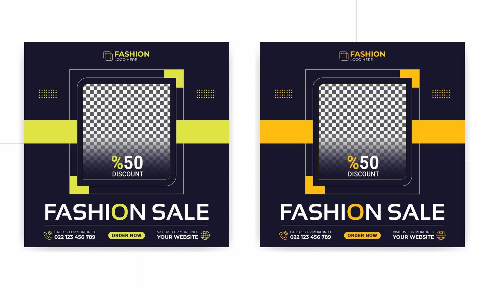 Fashion sale social media post template with discount and mega collection, Square banner Suitable for social media posts. vector