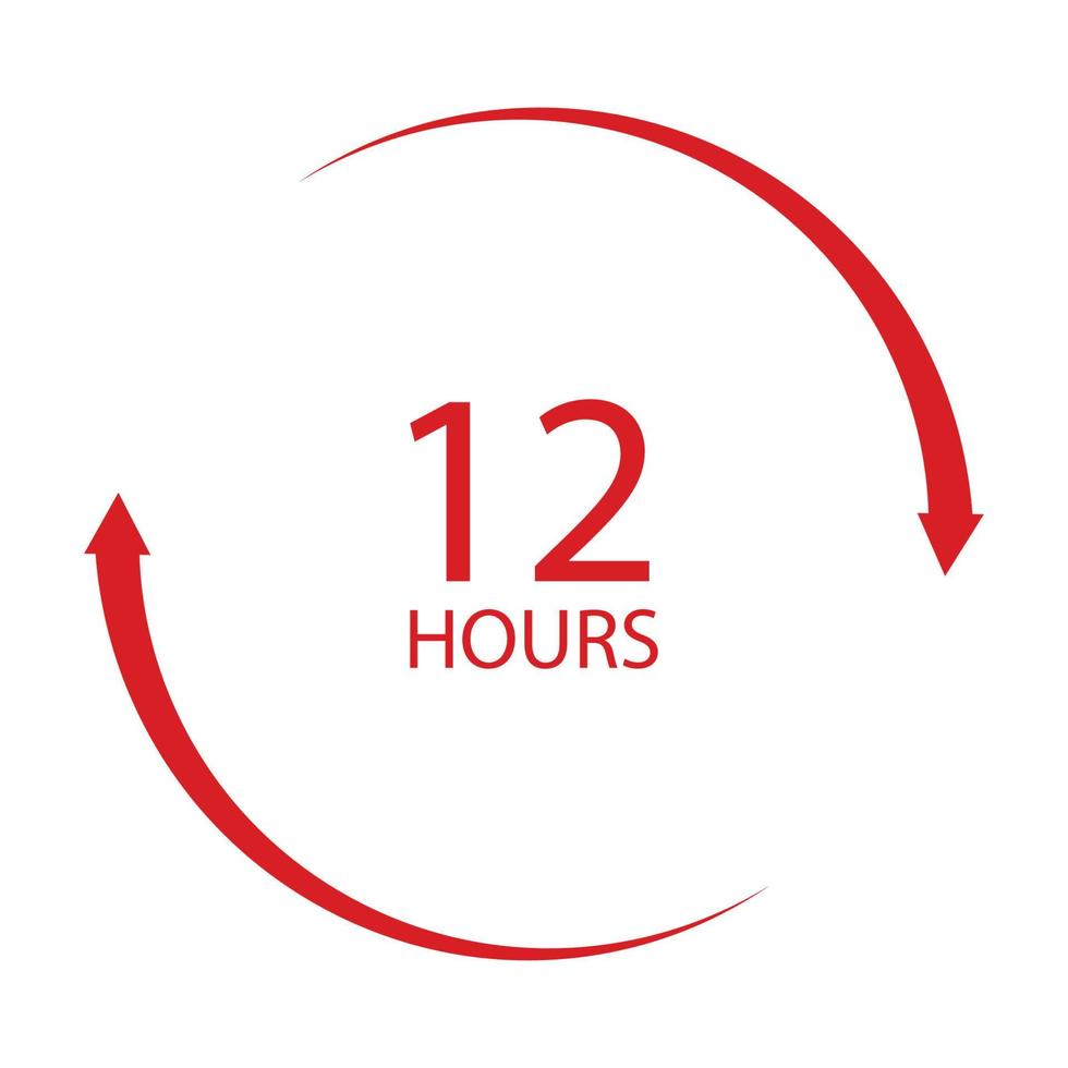 sign of 12 clock arrow hours logo vector