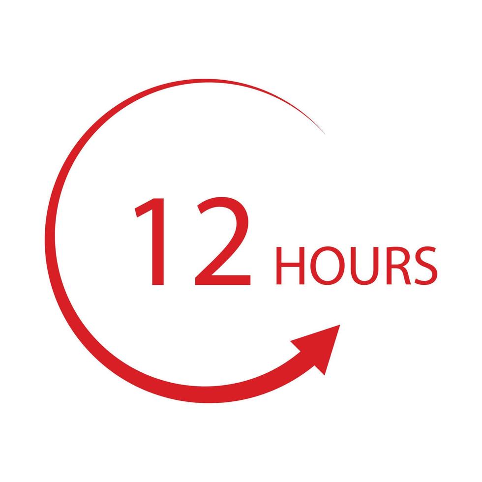 sign of 12 clock arrow hours logo vector