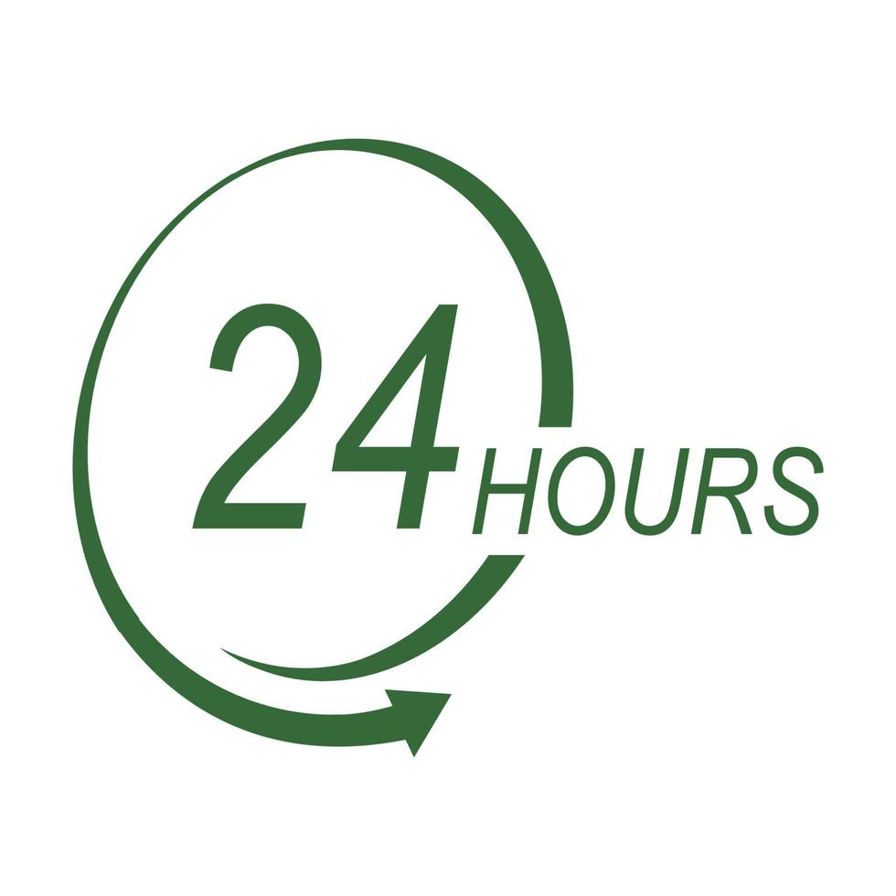 sign of 24 clock arrow hours logo vector