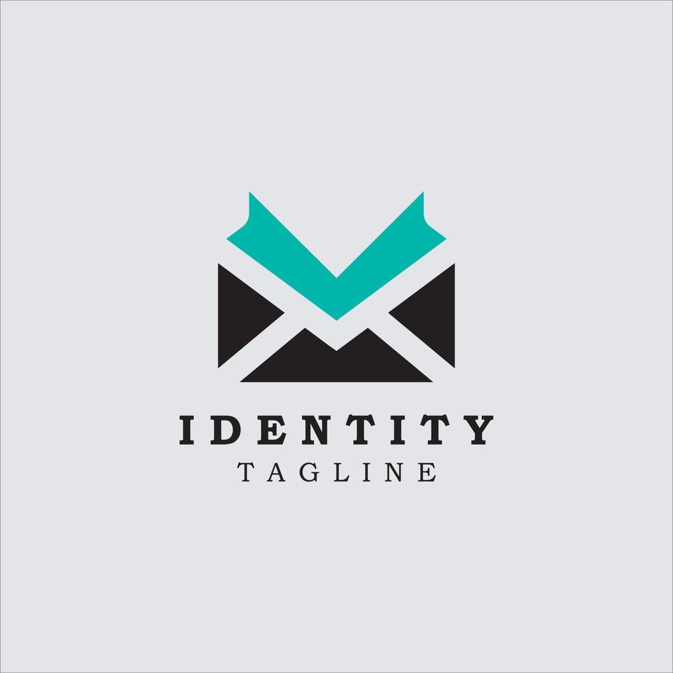 Creative modern envelope with V sign logo design template vector