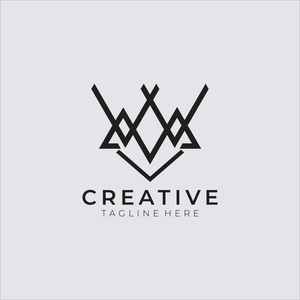 Modern creative geometric shaped MW WM artistic minimal initial based letter icon logo vector