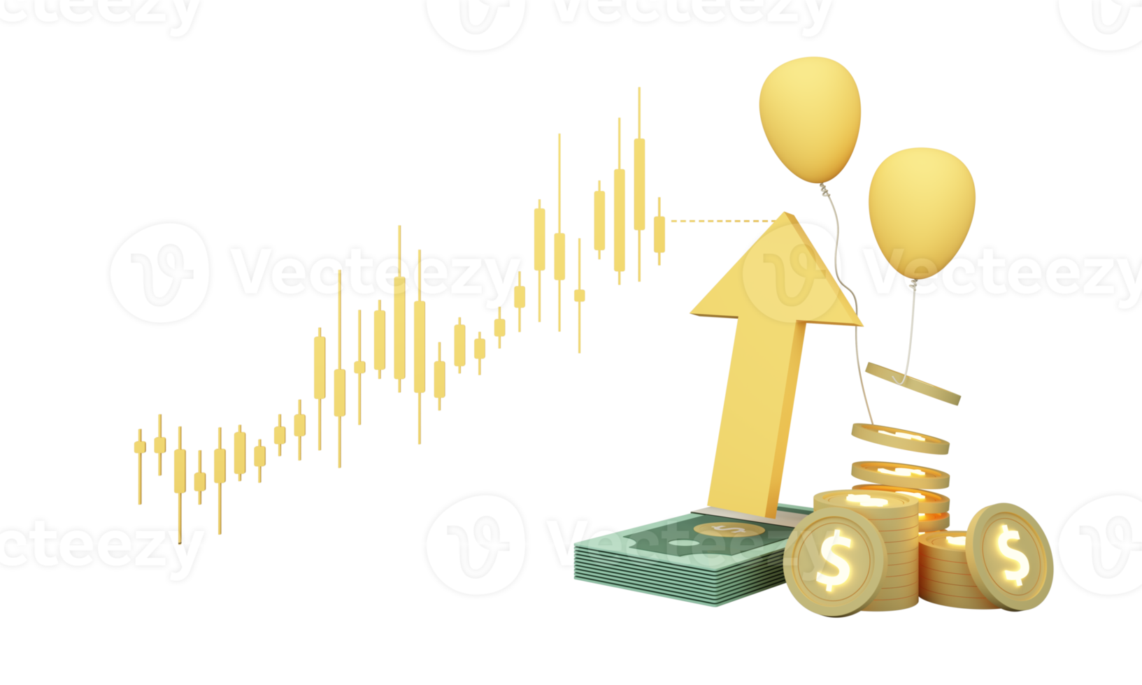 pièces d'or en monnaie numérique, il est enfermé autour d'un graphique en monnaie numérique avec des motifs de chandeliers à barres alternant de haut en bas avec l'écran du smartphone en arrière-plan. rendu 3D png