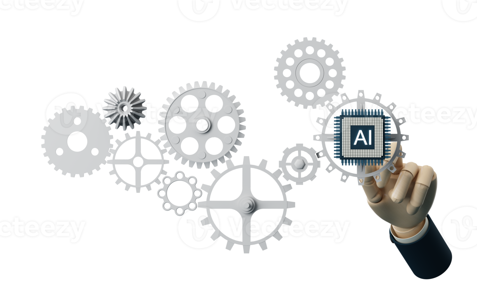 artificiale intelligenza ragnatela striscione. di un' processore patata fritta. il processi di dati in lavorazione. sviluppi nel moderno tecnologie. microcircuiti su neon raggiante sfondo. 3d interpretazione png