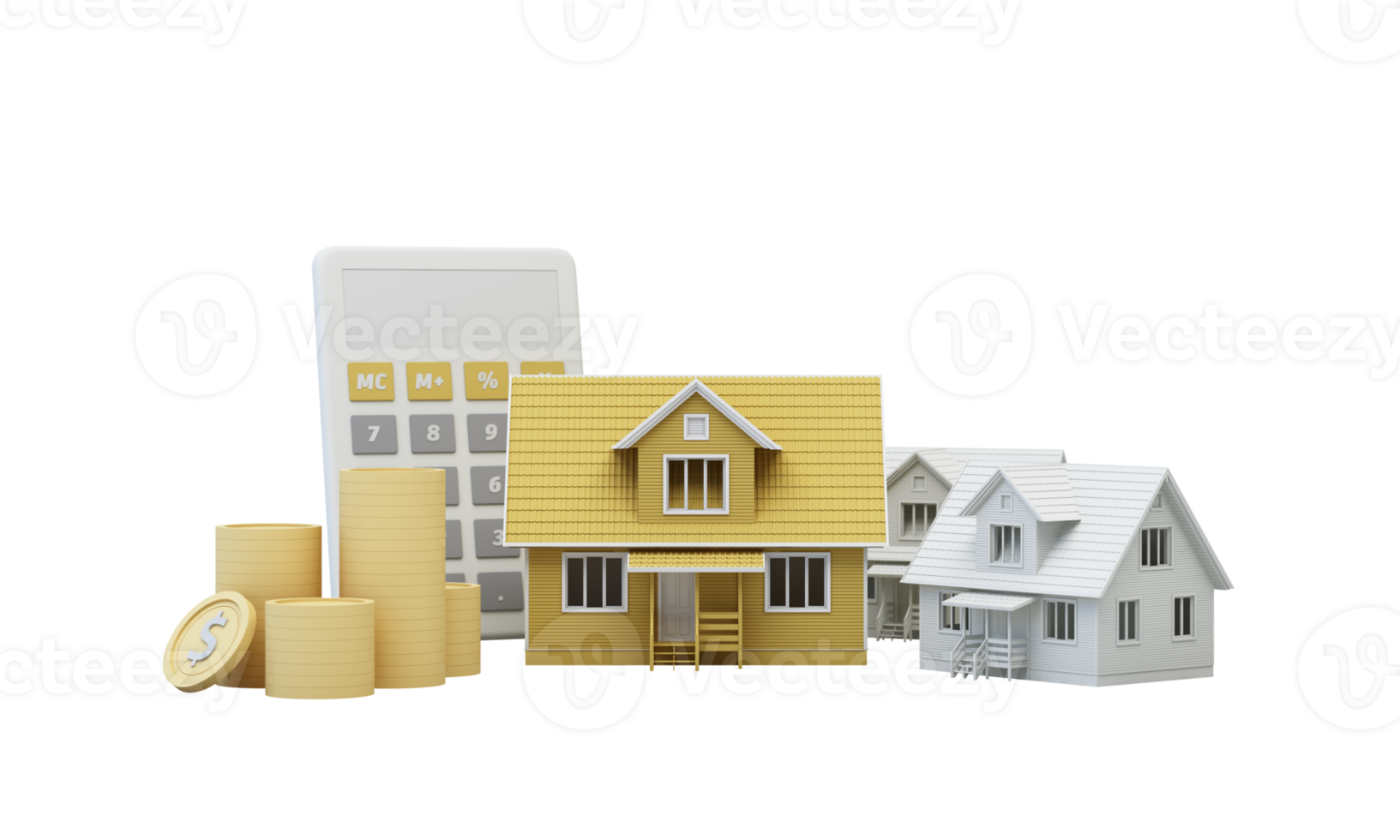 grote pijl symbool hogere rentetarieven voor huis onroerend goed ideeën besparingen op onroerend goed van financiële stabiliteit en groei en ruimte voor het invoeren van tekst op een gele achtergrond, realistische 3D-rendering. png