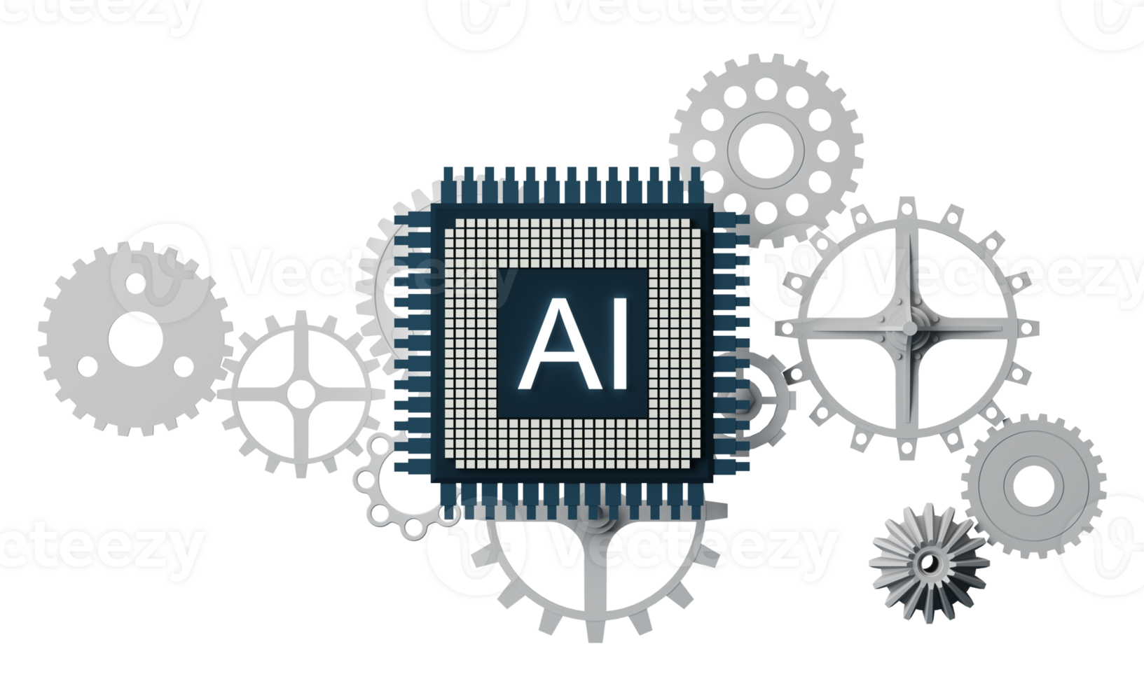 artificiale intelligenza ragnatela striscione. di un' processore patata fritta. il processi di dati in lavorazione. sviluppi nel moderno tecnologie. microcircuiti su neon raggiante sfondo. 3d interpretazione png